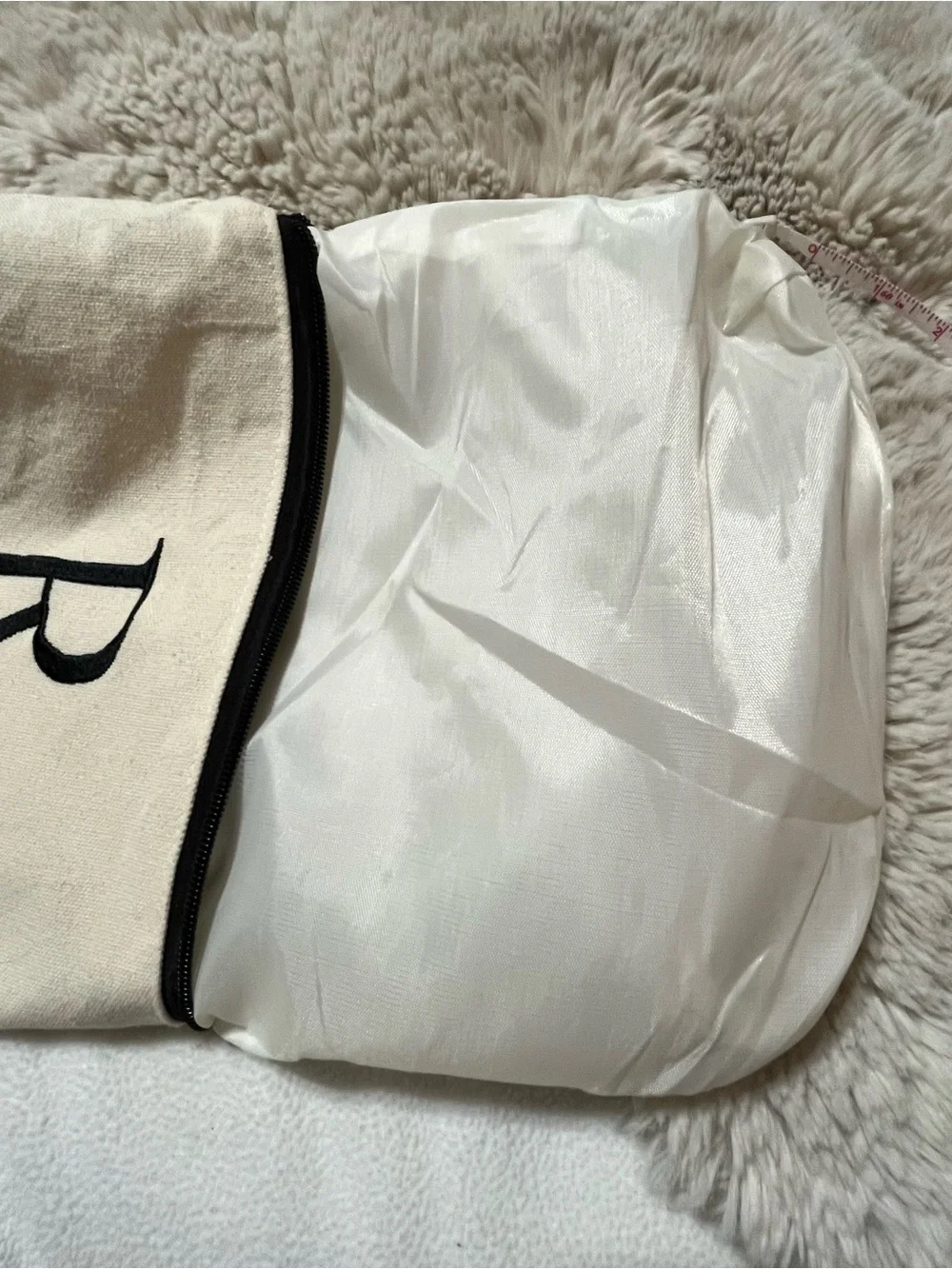 Canvas Monogram Pouch with Black Accent - 'R'